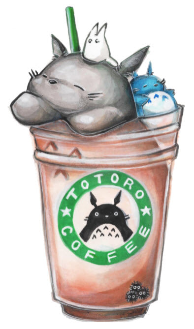 Sticker- Fan Art of Totoro Frapp | 3" Vinyl Sticker