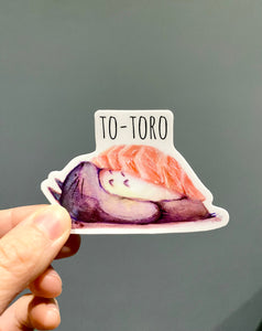 Sticker- Fan Art of Totoro Toro Nigiri Roll | 3" Vinyl Sticker