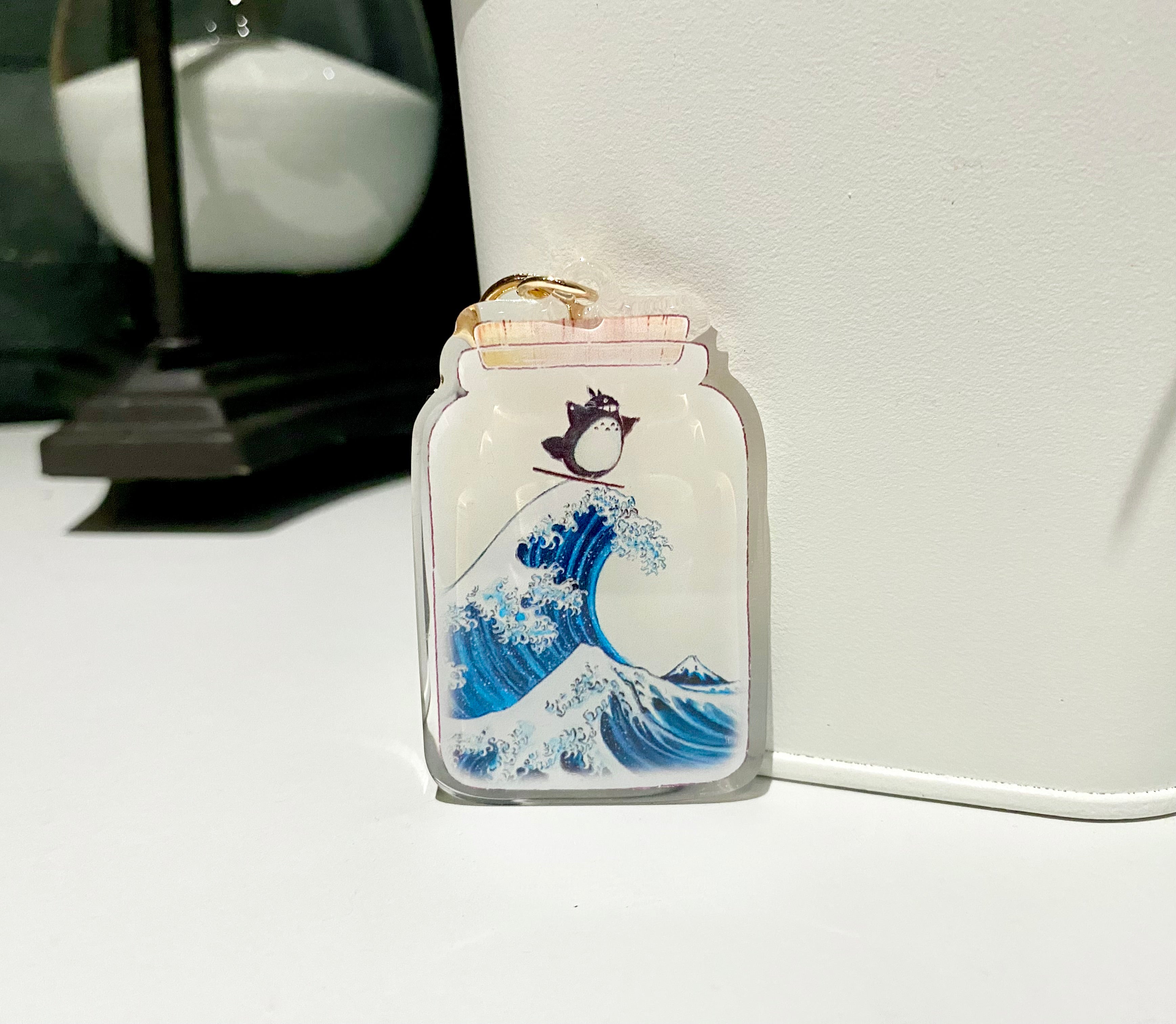Keychain - Fan Art of Totoro Wave in a Bottle | 2.5" Double Sided Epoxy Keychain