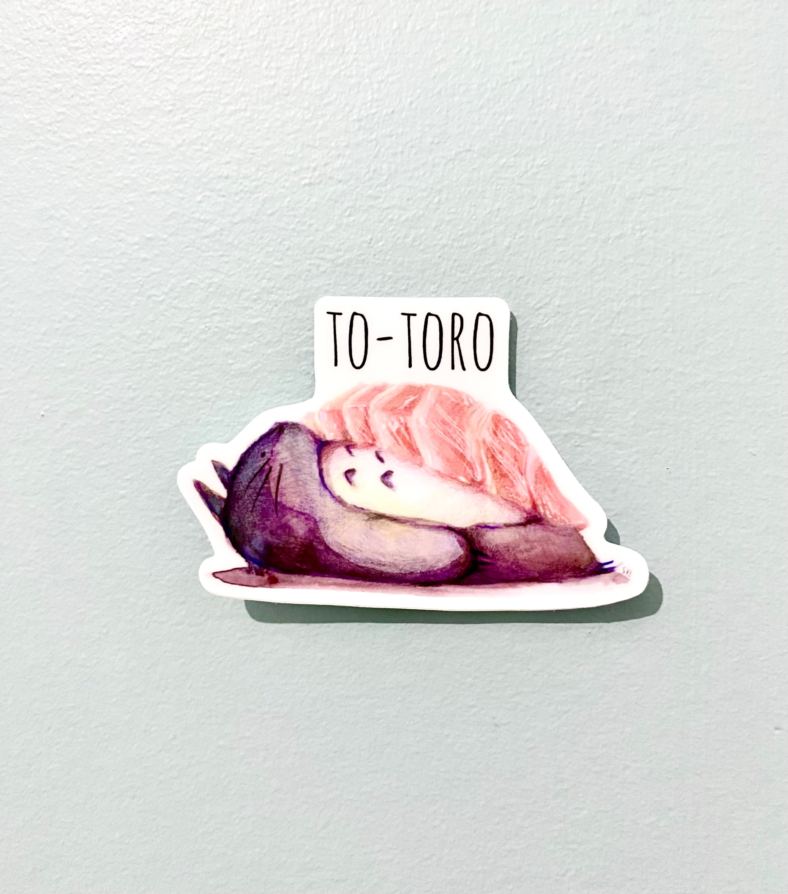 Sticker- Fan Art of Totoro Toro Nigiri Roll | 3" Vinyl Sticker