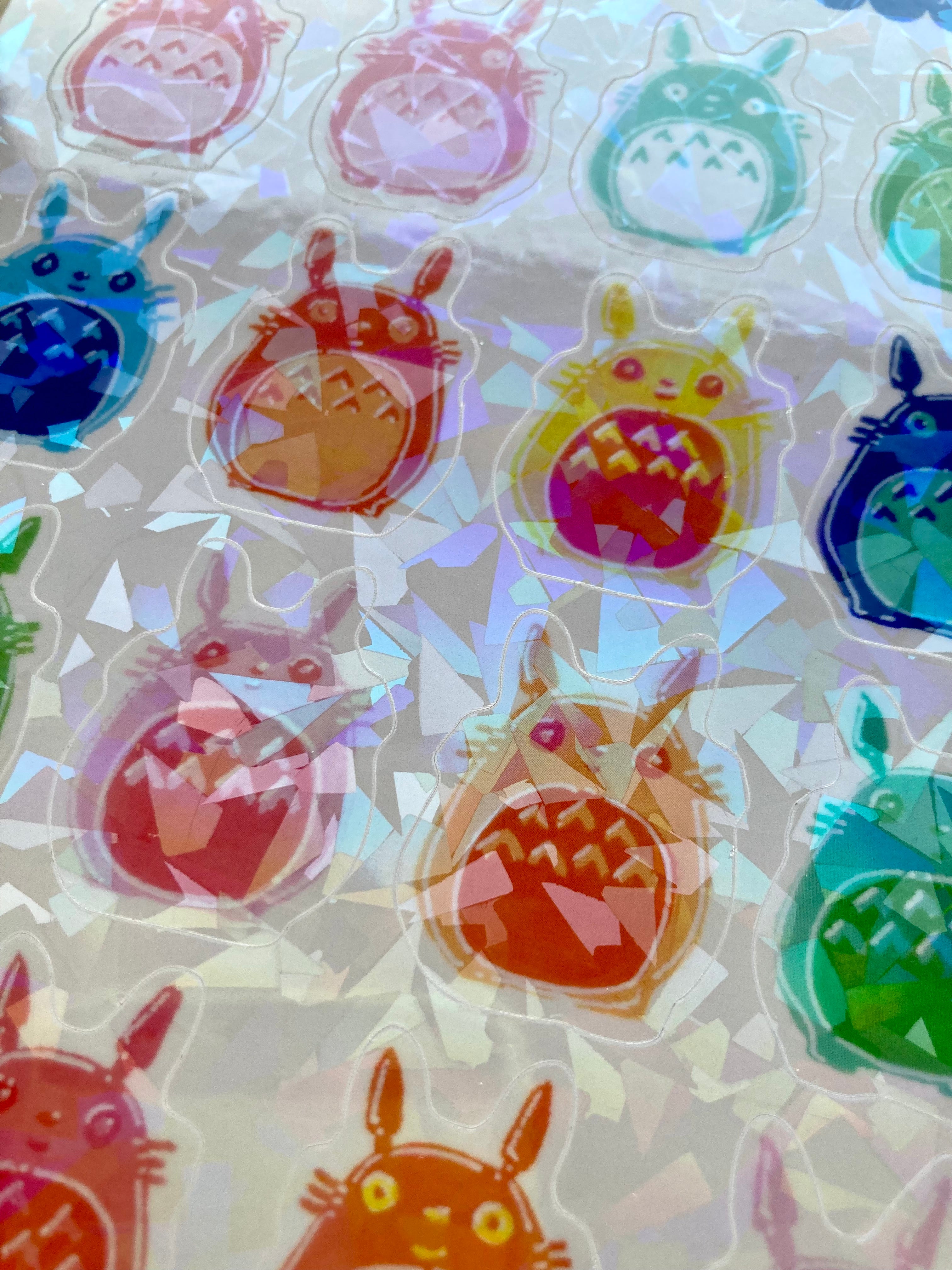 Sticker Sheet- Colorful Totoro Holographic -Fan Art of Studio Ghibli Vinyl Sticker