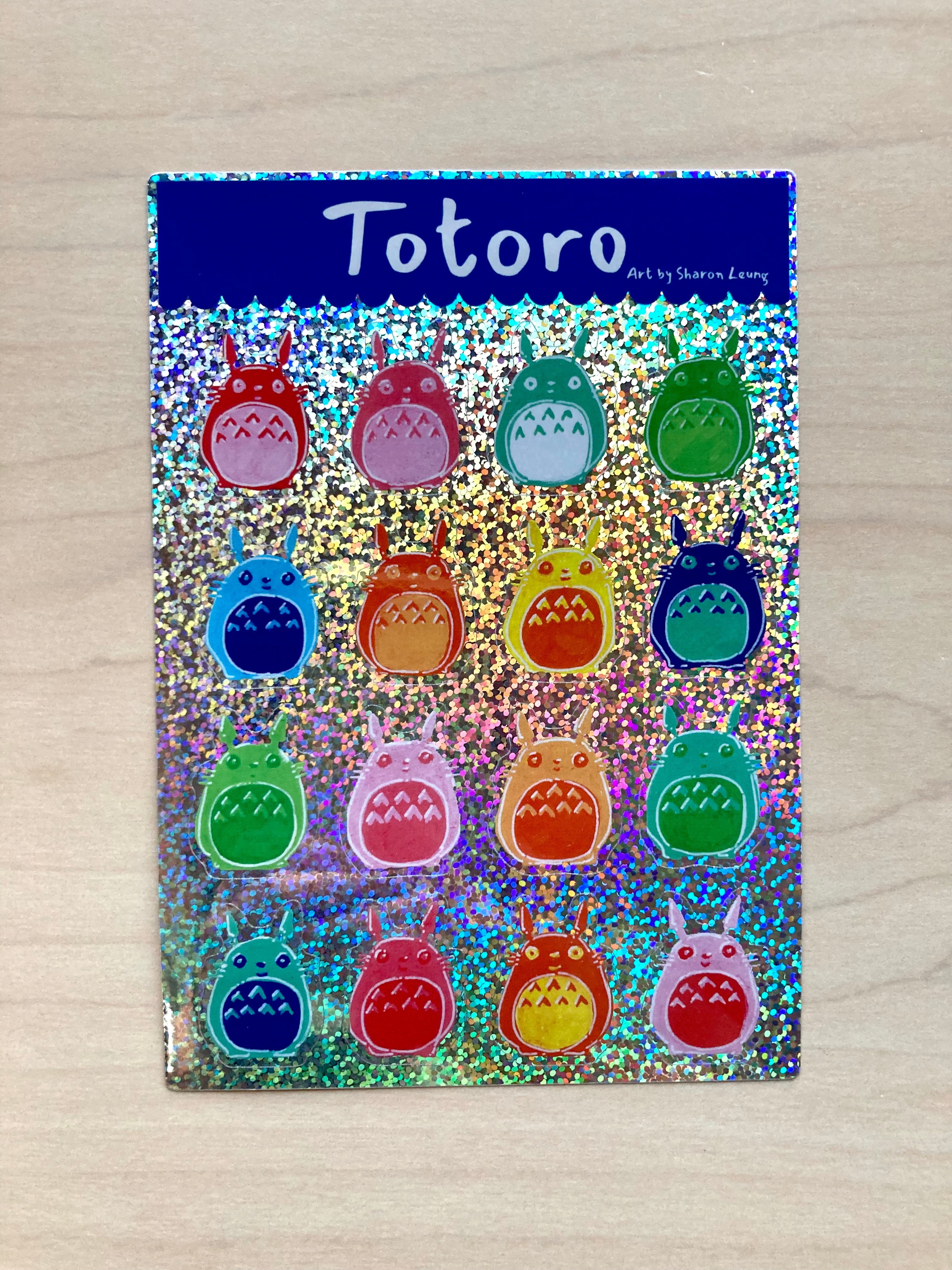 Sticker Sheet- Colorful Totoro Glitter -Fan Art of Studio Ghibli Vinyl Sticker