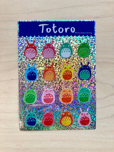 Sticker Sheet- Colorful Totoro Glitter -Fan Art of Studio Ghibli Vinyl Sticker
