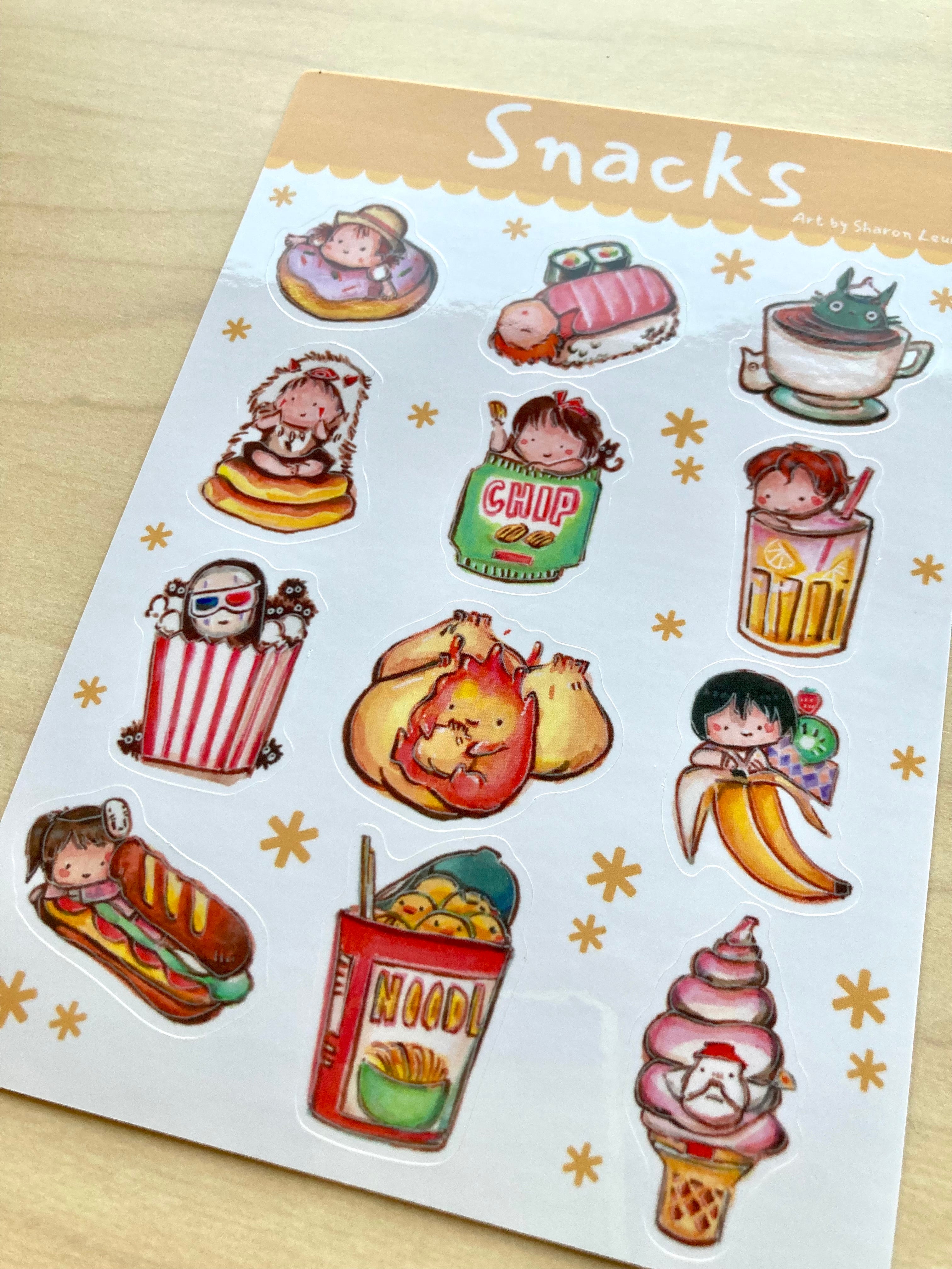 Sticker Sheet- Snacks -Fan Art of Studio Ghibli Vinyl Sticker