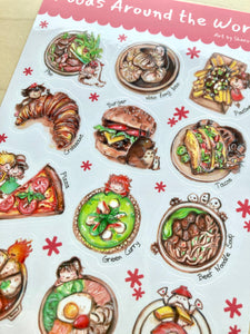 Sticker Sheet- Foods Around the World -Fan Art of Studio Ghibli Vinyl Sticker