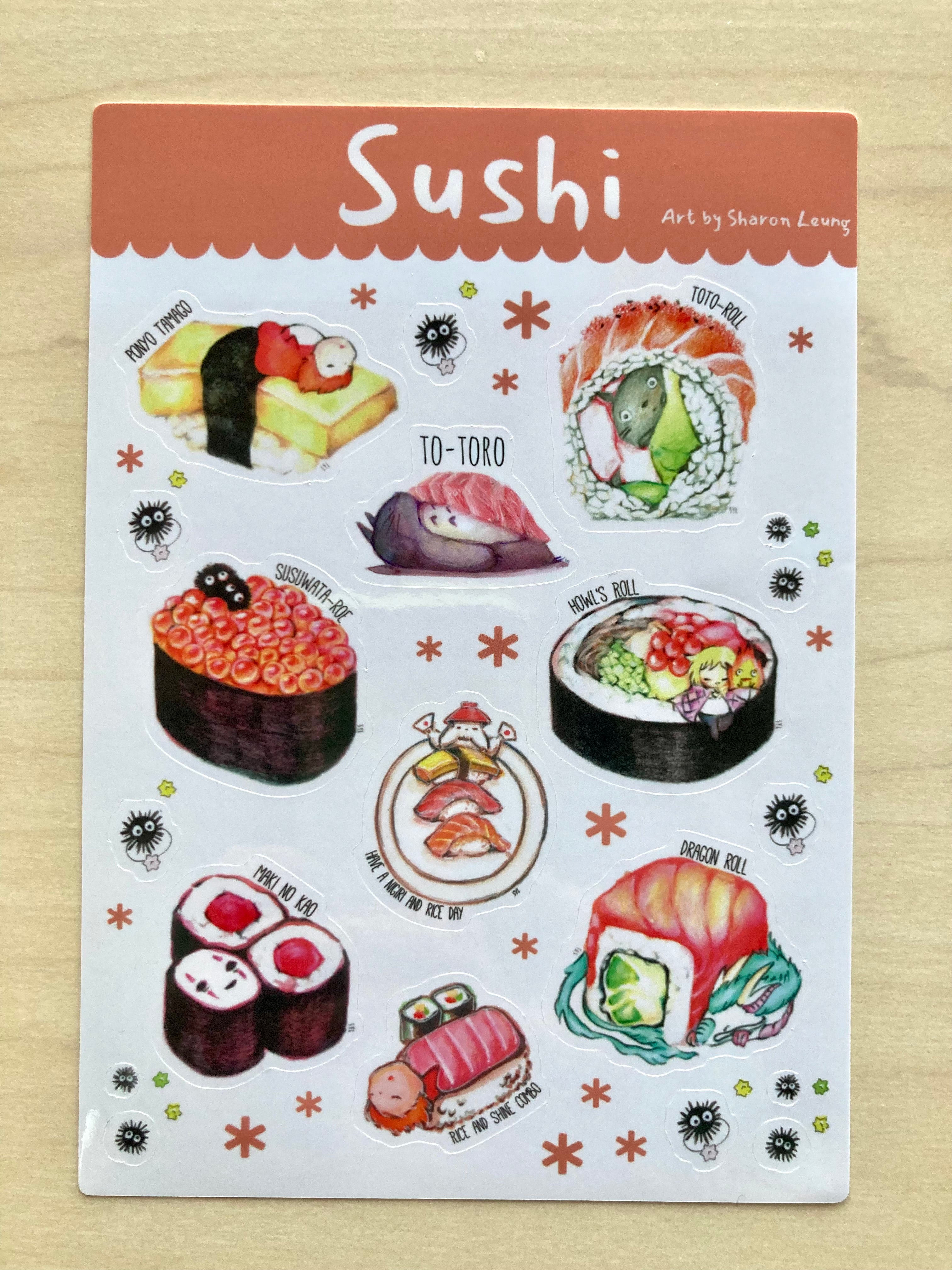 Sticker Sheet- Sushi -Fan Art of Studio Ghibli Vinyl Sticker