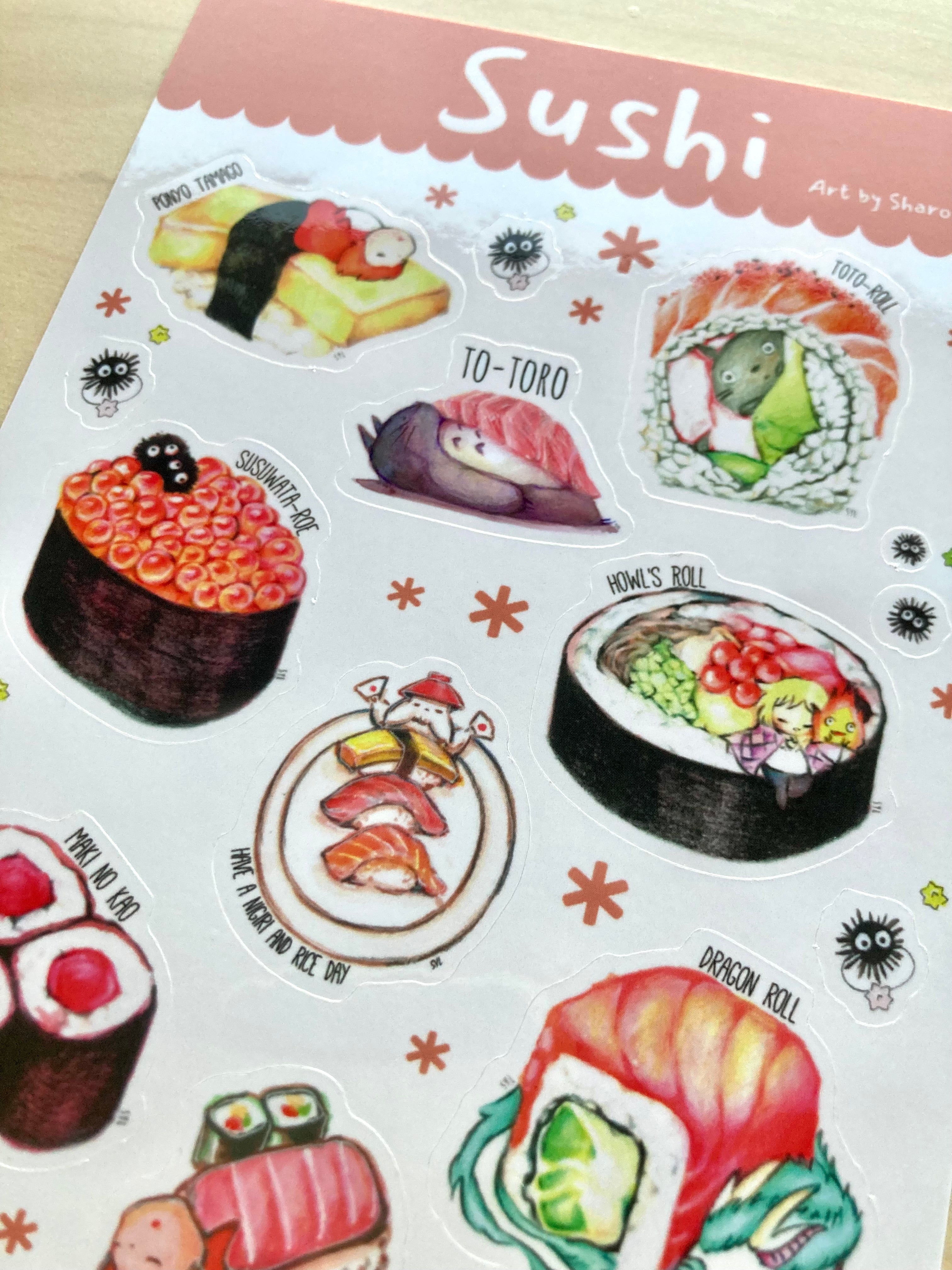 Sticker Sheet- Sushi -Fan Art of Studio Ghibli Vinyl Sticker