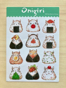 Sticker Sheet- Totoro Onigiri -Fan Art of Studio Ghibli Vinyl Sticker