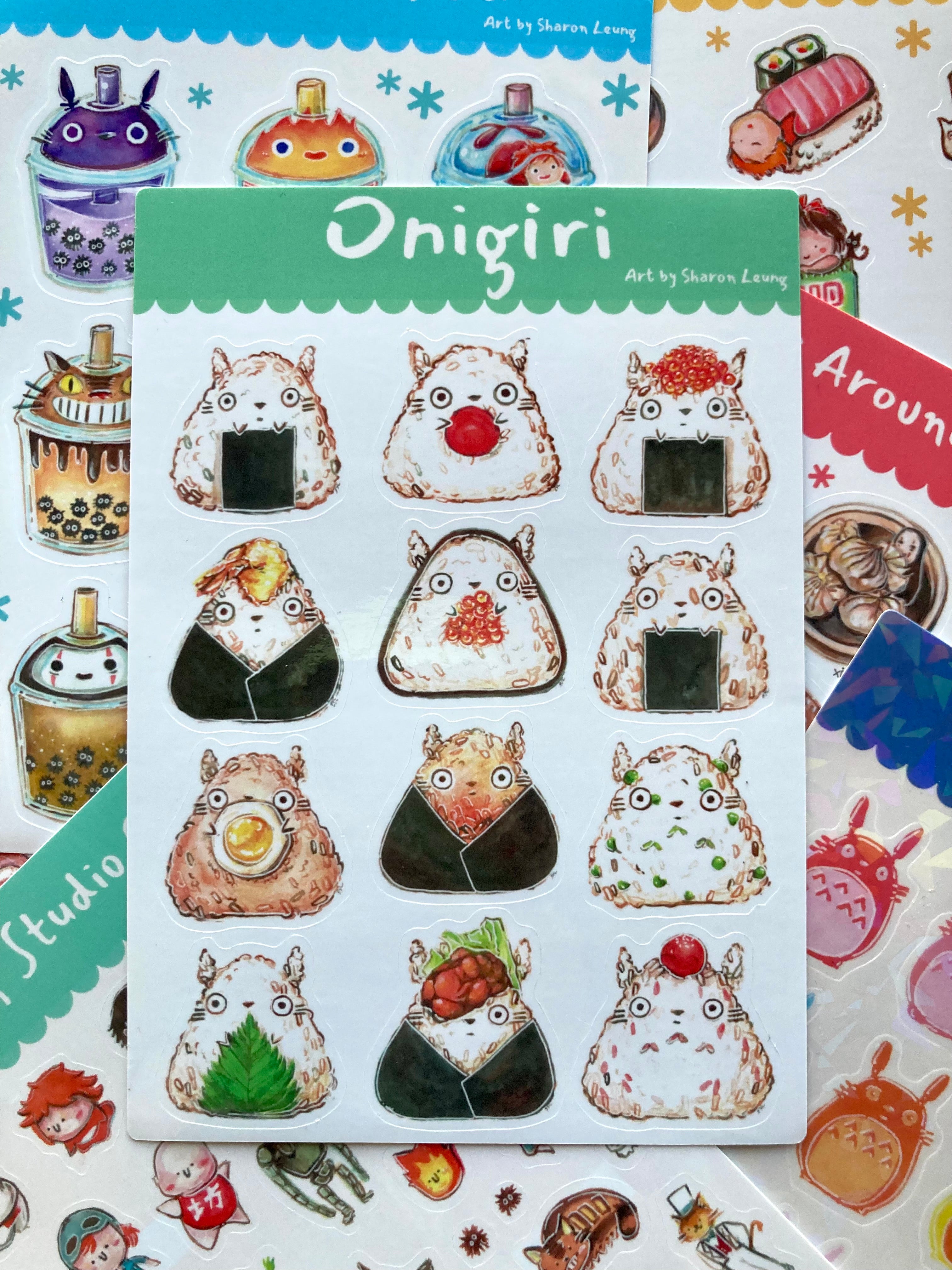 Sticker Sheet- Totoro Onigiri -Fan Art of Studio Ghibli Vinyl Sticker