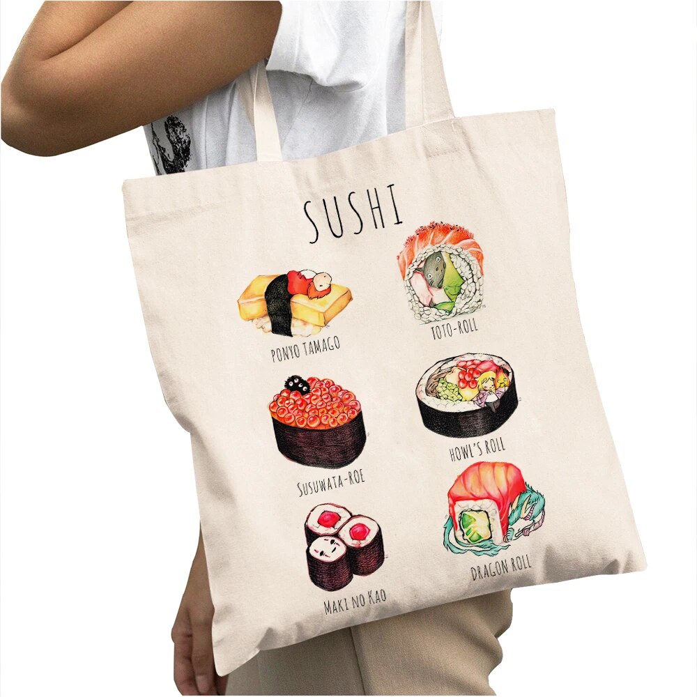 Tote Bag- Fan Art of Anime and Sushi