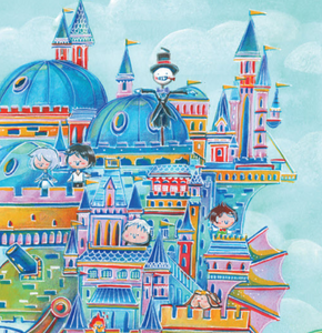 Chibi Howl's Castle : Anime Inspired Art Print- Wall Art- Gouache Watercolor Painting