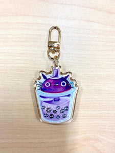 Keychain - Fan Art of Totoro - Totoro Bubble Tea and Cat Bus Bubble Tea | 2.5" Double Sided Epoxy Keychain
