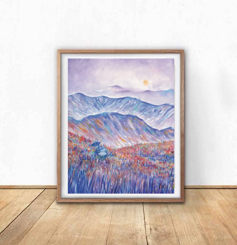 Dreamscape: Anime Inspired Art Print- Wall Art- Gouache Watercolor Painting