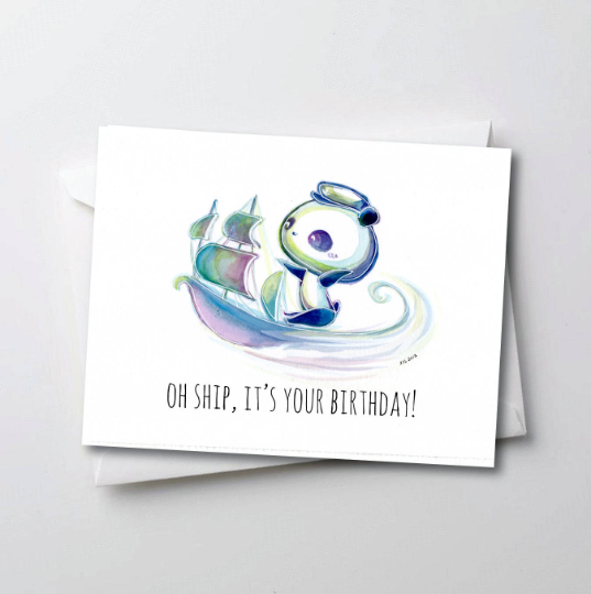 Oh Ship, it's your Birthday - Peter Panda Greeting Card Series