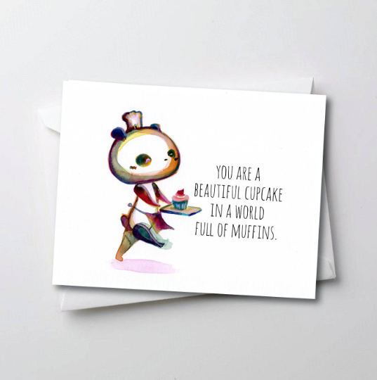 You are a Beautiful Cupcake - Peter Panda Greeting Card Series
