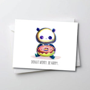 Donut Worry. Be Happy - Peter Panda Greeting Card Series