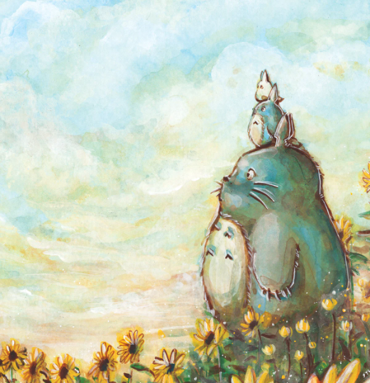 Shoulders of Giants: Anime Inspired Art Print- Wall Art- Gouache Watercolour Painting