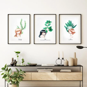 1 of Kitchen Herbs Illustration Art Prints-  Wall Art- Gouache Watercolor Painting-