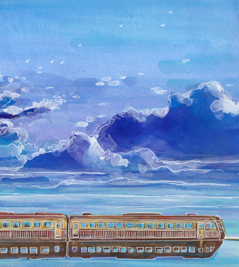 Embracing the Journey, an Anime Art Print- Wall Art- Gouache Acrylic Painting