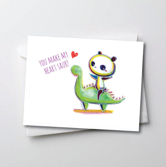 You Make my Heart Saur - Peter Panda Greeting Card Series