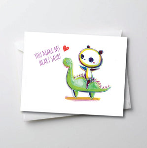 You Make my Heart Saur - Peter Panda Greeting Card Series