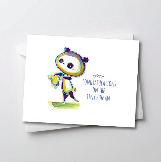 Congratulations on the Tiny Human - Peter Panda Greeting Card Series