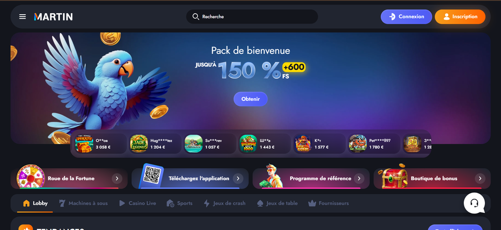 the Martin Casino bonus conditions