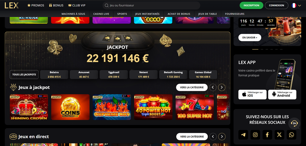 the Lex Casino promotion terms section